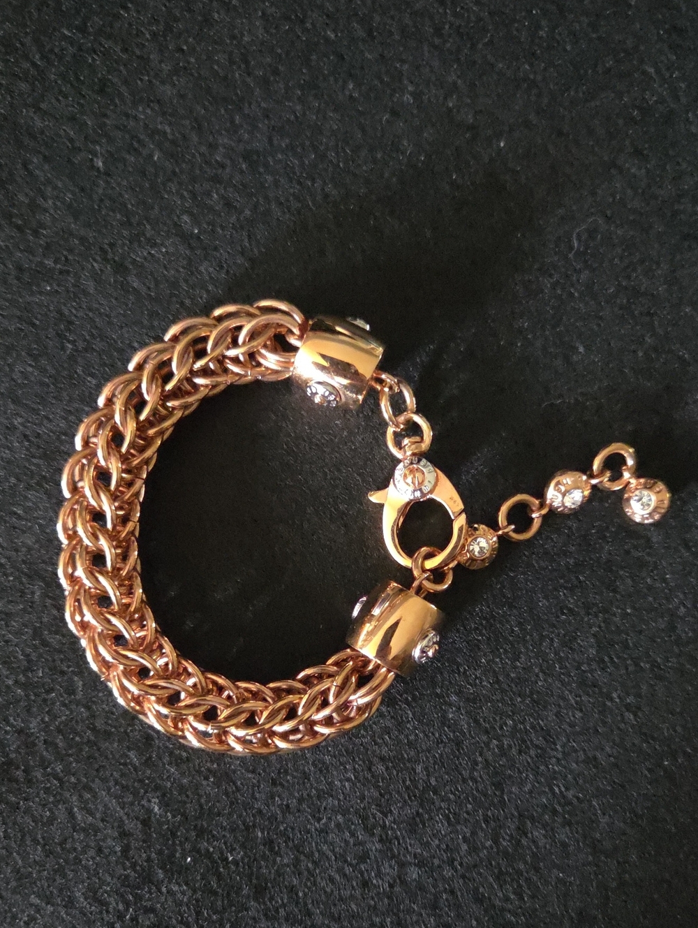 Retired Henri Bendel Rose Gold Woven Byzantine Mesh Chain Bracelet